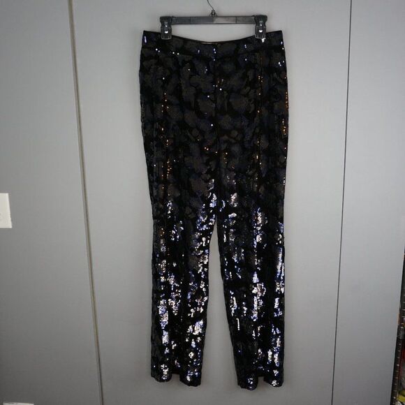 New Lafayette 148 New York Embellished Velvet Gates Bootcut Black Pant size 6 - Picture 2 of 16